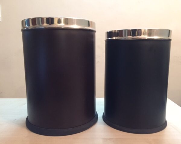 Black powder coated bin